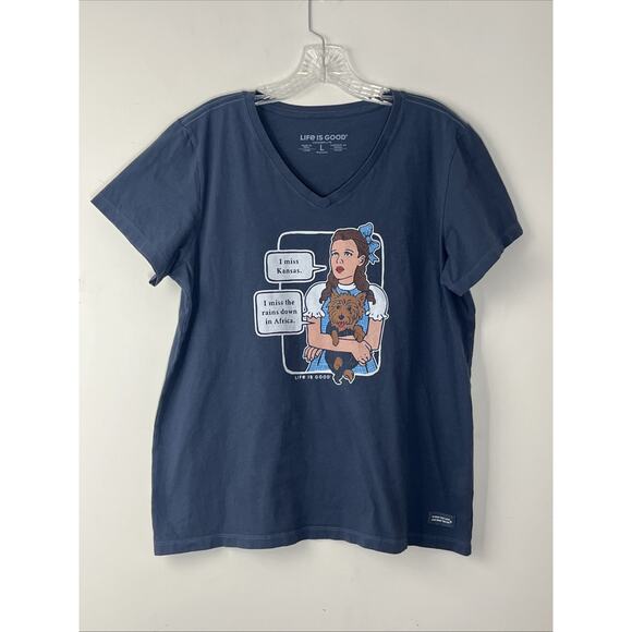 Life is Good Crusher Tee Size Large Wizard of Oz Dorothy Toto I Miss Kansas - Picture 1 of 9